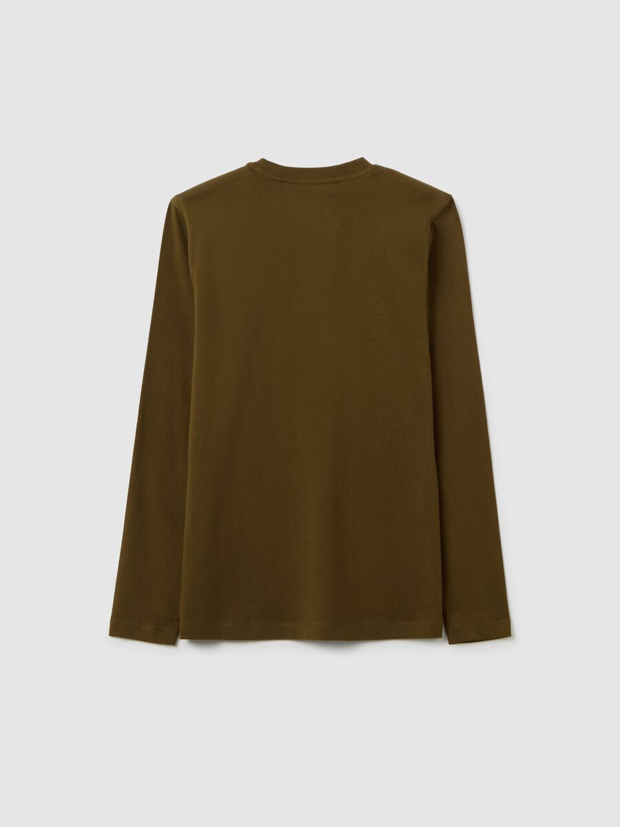 Maglia a maniche lunghe da ragazzo in puro cotone marrone _1