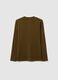 Boy's long sleeve shirt in pure brown cotton_1