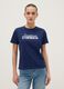 Blue pure cotton regular fit T-shirt with text_0