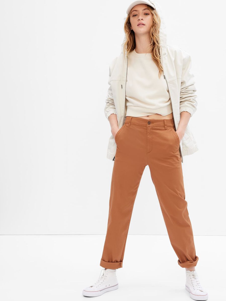 Pantalone girlfriend in cotone stretch_0