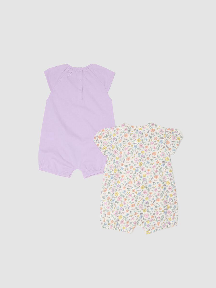 Two-pack romper in multicolour pure cotton for baby girl_1