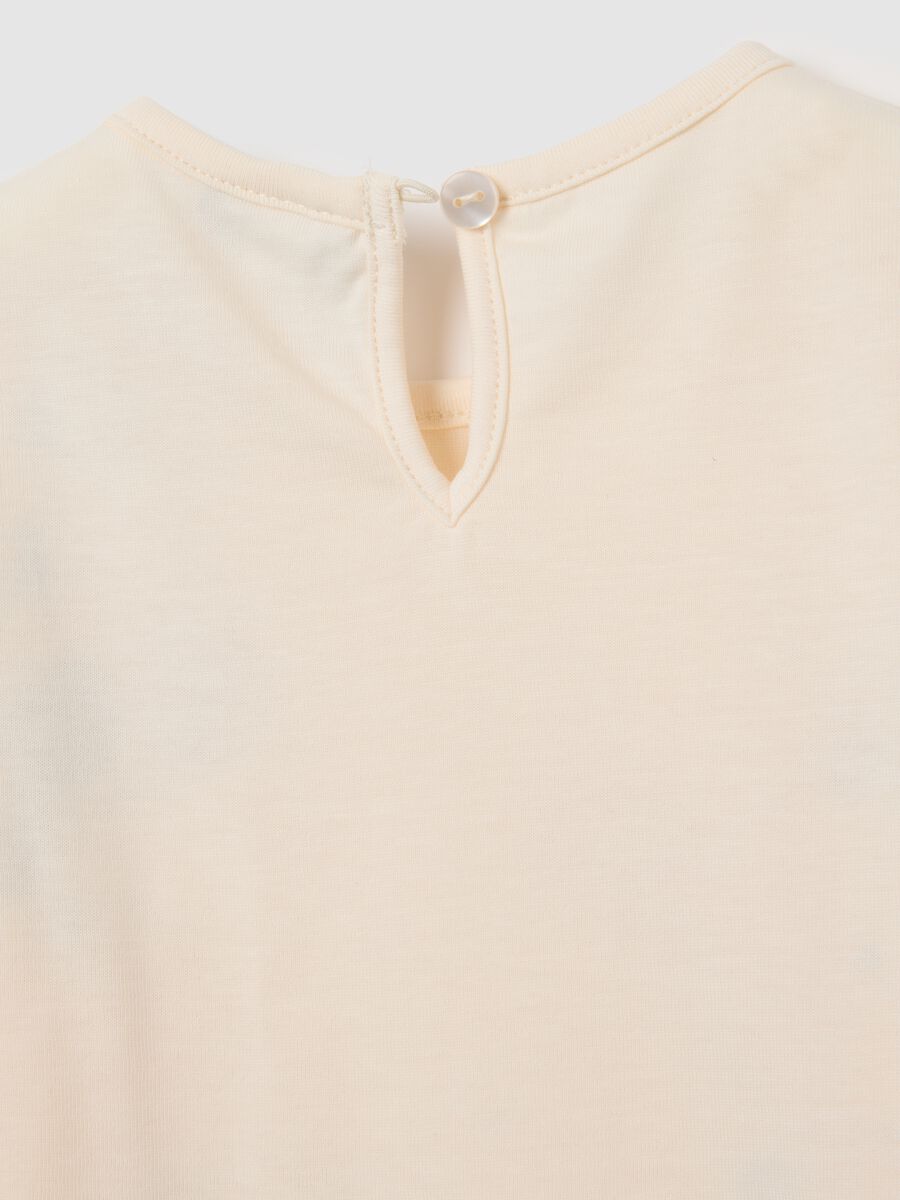 Beige pure cotton regular fit girl’s t-shirt_3