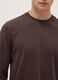 T-shirt marrone a maniche lunghe in cotone elasticizzato regular fit_3