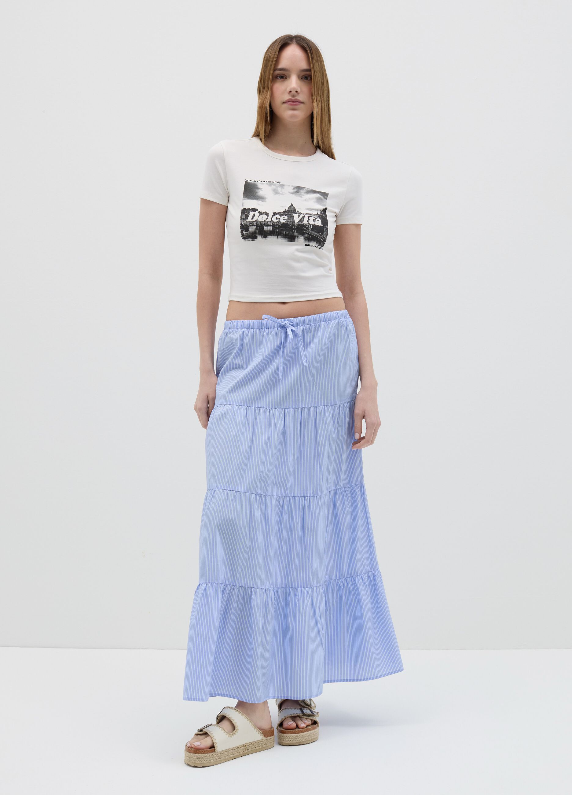 Short-sleeved T-shirt with "Dolce Vita" print