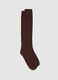 Brown Ribbed Long Socks_0
