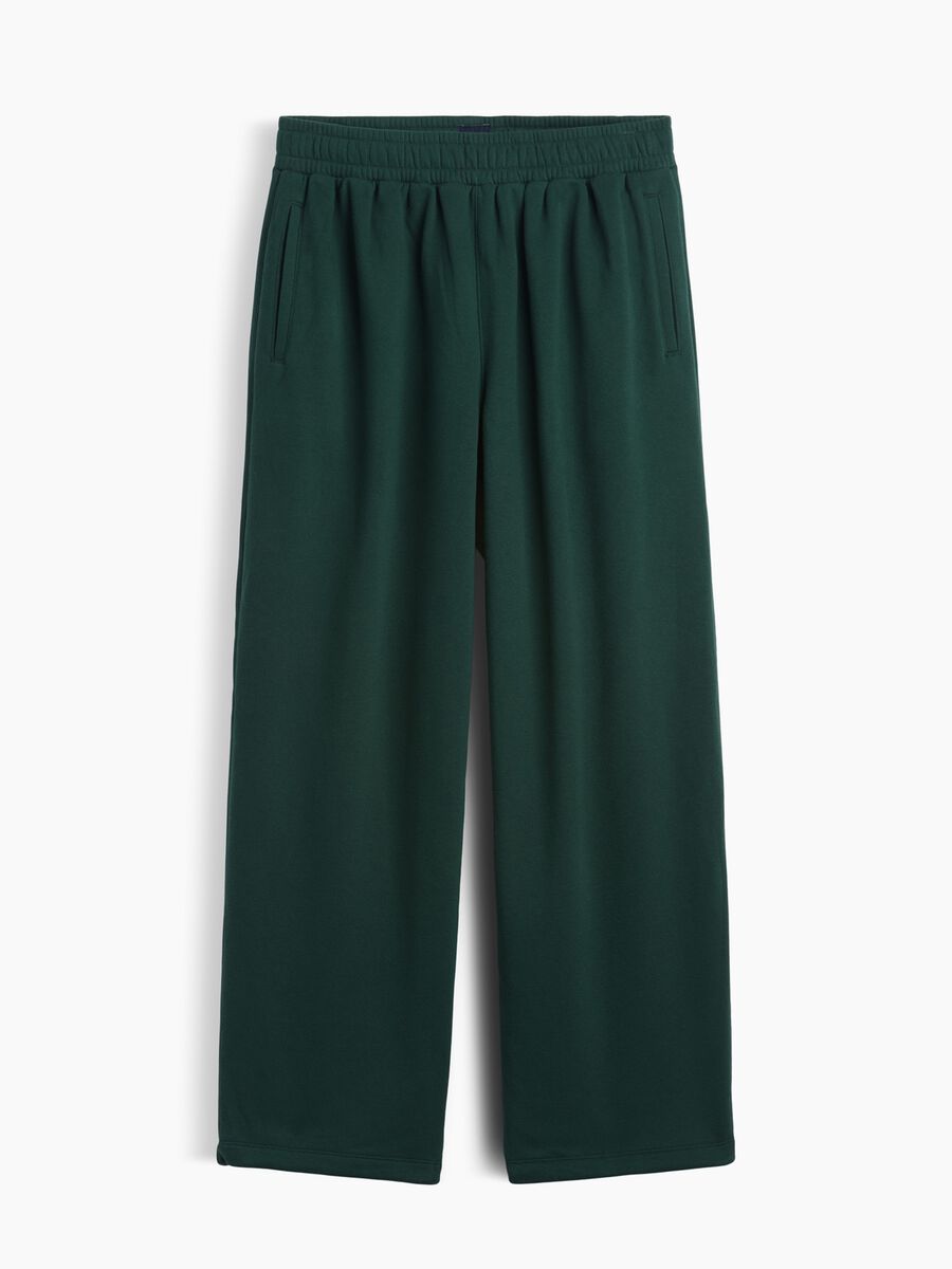Pantaloni verdi in misto cotone con gamba ampia_4
