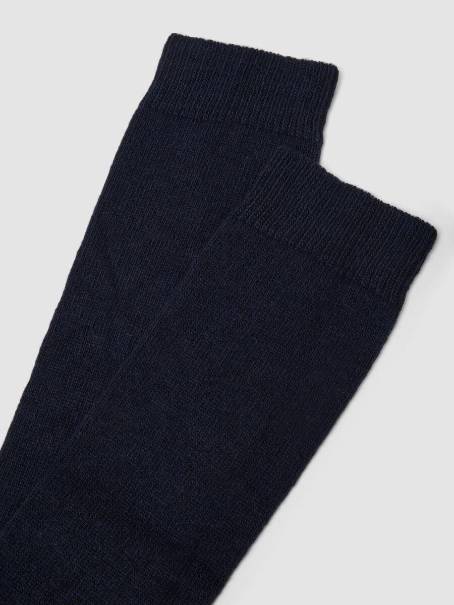 Calze lunghe blu in lana, viscosa e cashmere elasticizzato_2