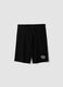 Black organic cotton Bermuda shorts with elasticated waist_0