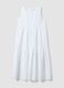 White sleeveless pure cotton tiered dress, regular fit_4