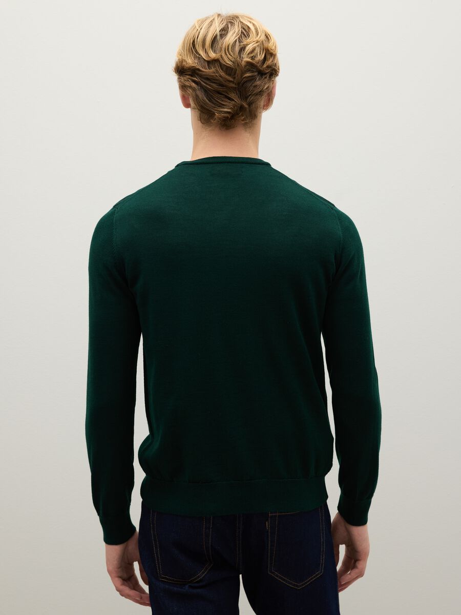 Green merino wool sweater regular fit_3