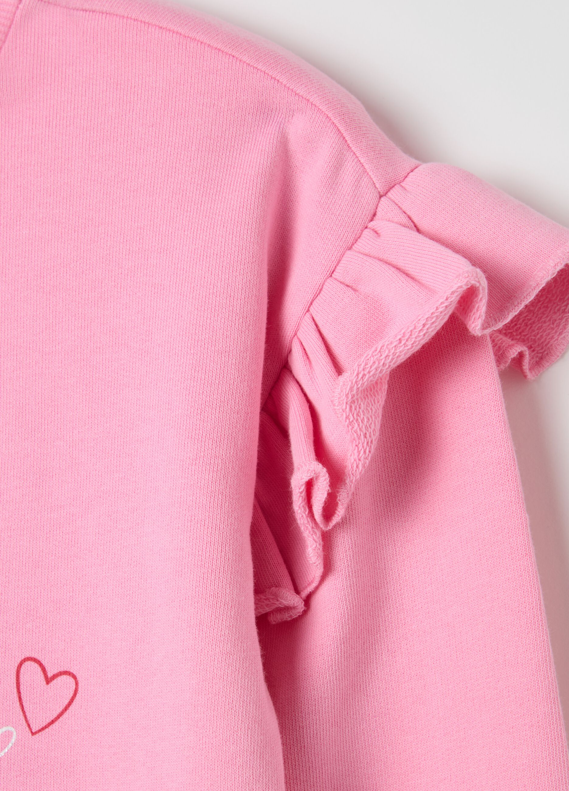 Sweatshirt with flounce and "I love you cherry much” print