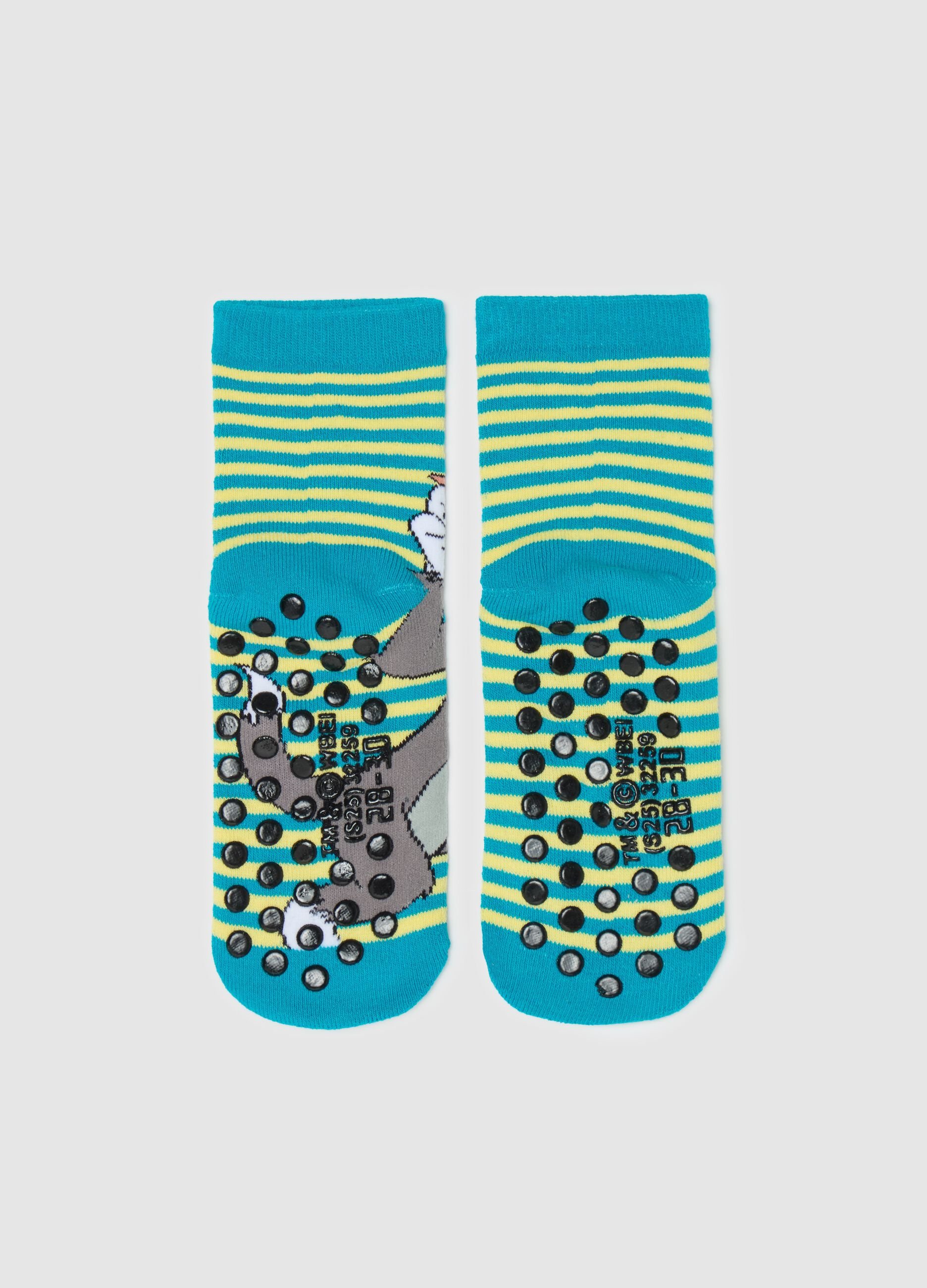 Tom & Jerry striped slipper socks
