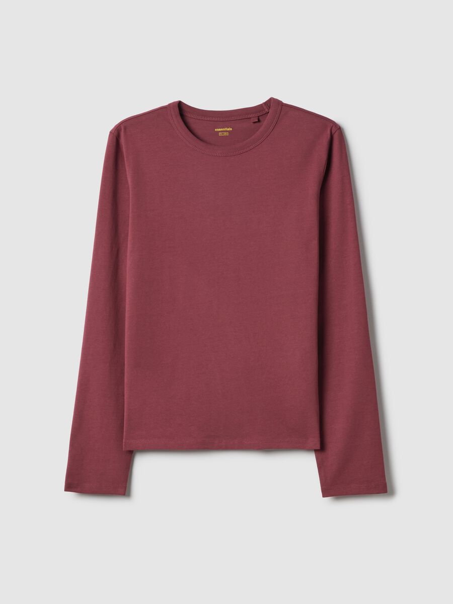 T-shirt rossa a maniche lunghe in puro cotone regular fit_4