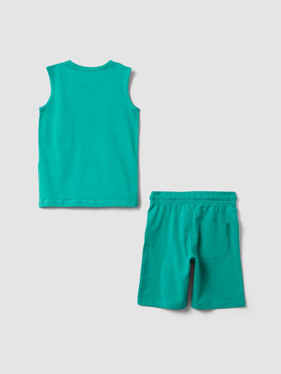 Green pure cotton set with top and shorts_1