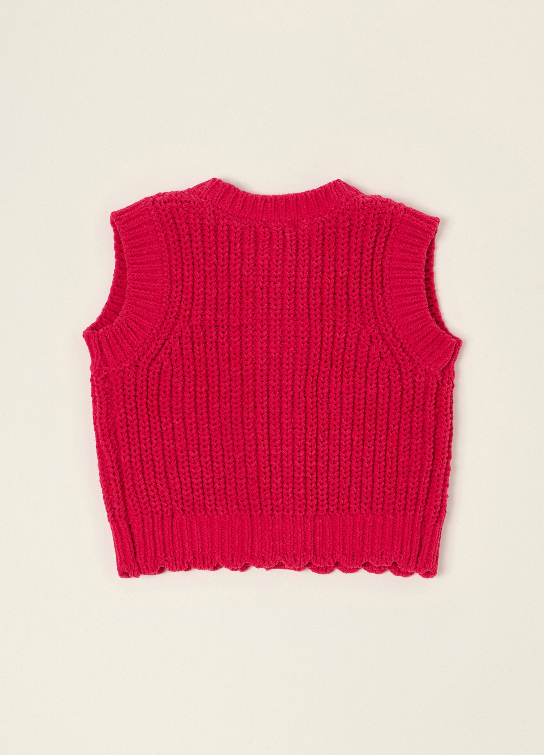 Red knitted cardigan for baby girl, regular fit