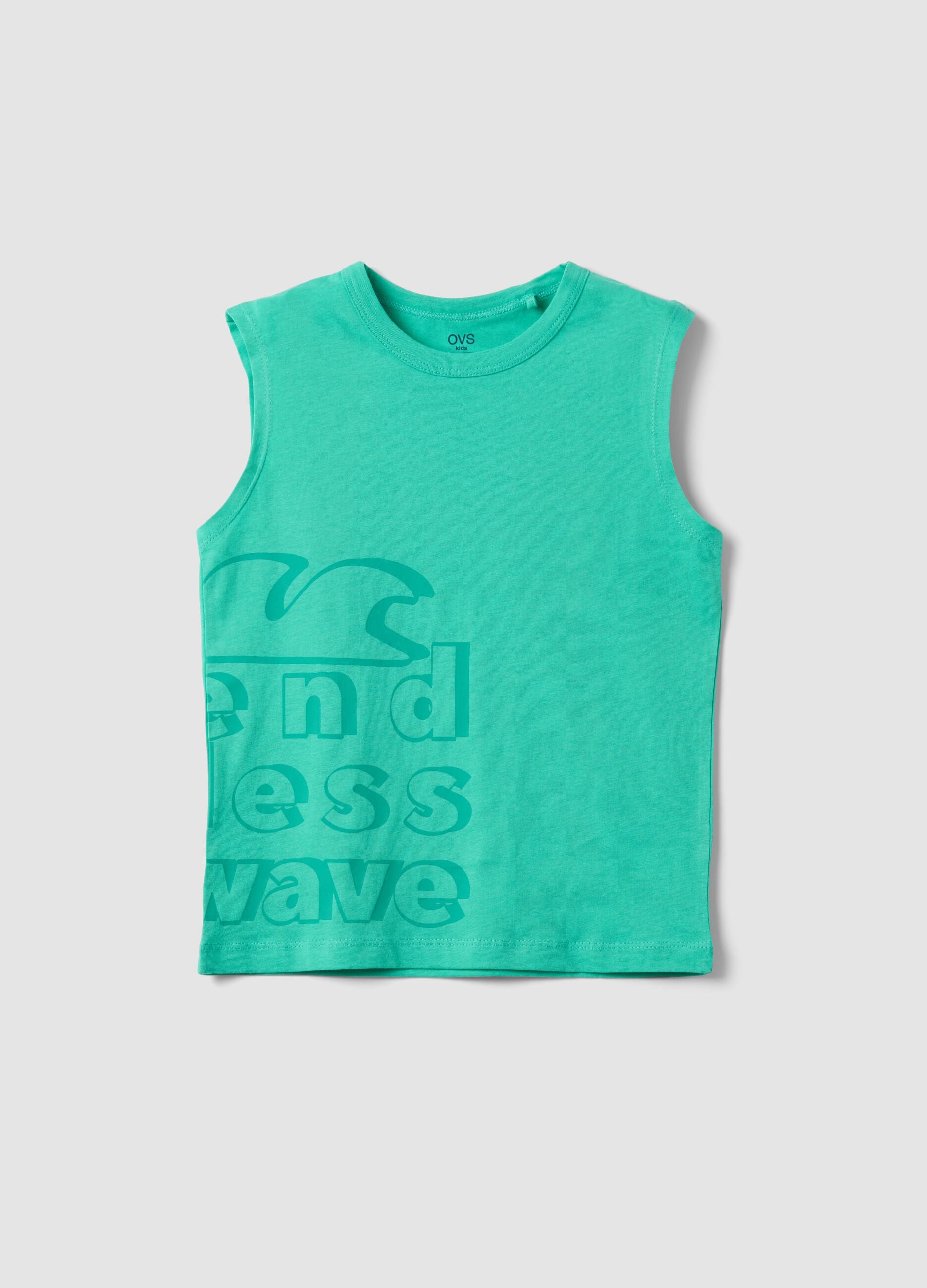 Green organic cotton vest top