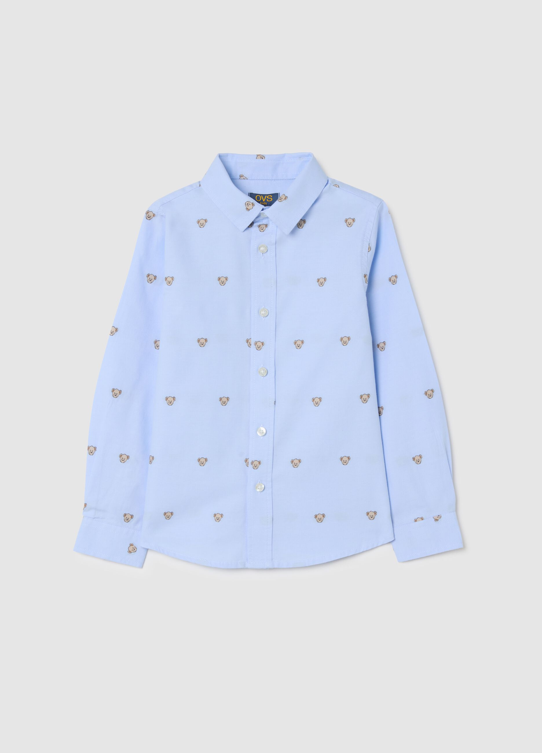 Long-sleeved blue cotton shirt
