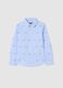 Long-sleeved blue cotton shirt_0