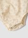 Beige pure cotton baby girl bodysuit with frill collar and floral print_2
