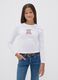 White pure cotton crew-neck T-shirt with teddy bear print for girls_1