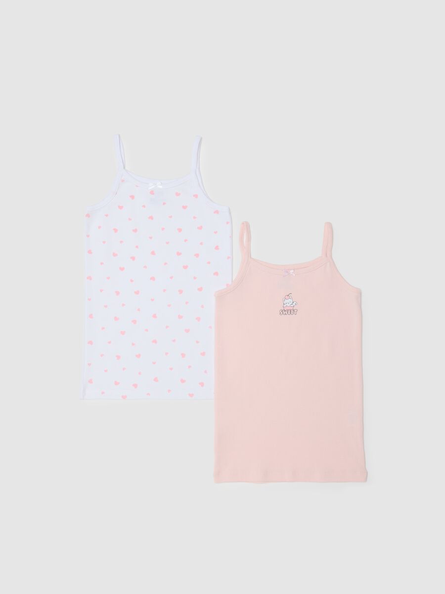 Two-pack girls' multicolour pure cotton tank tops, regular fit_0