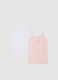 Two-pack girls' multicolour pure cotton tank tops, regular fit_0