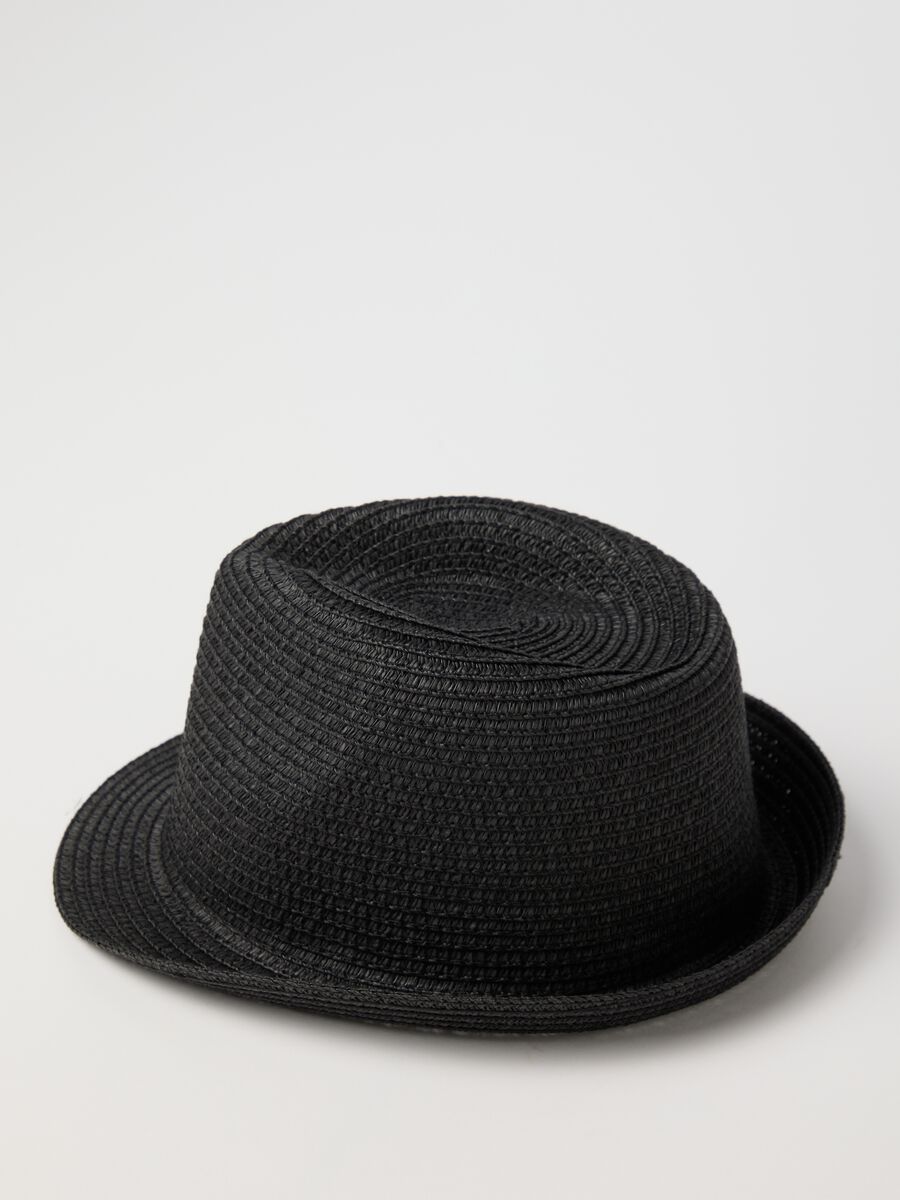 Black fedora hat in straw_2