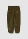 Children's trousers in cotton and green corduroy_1