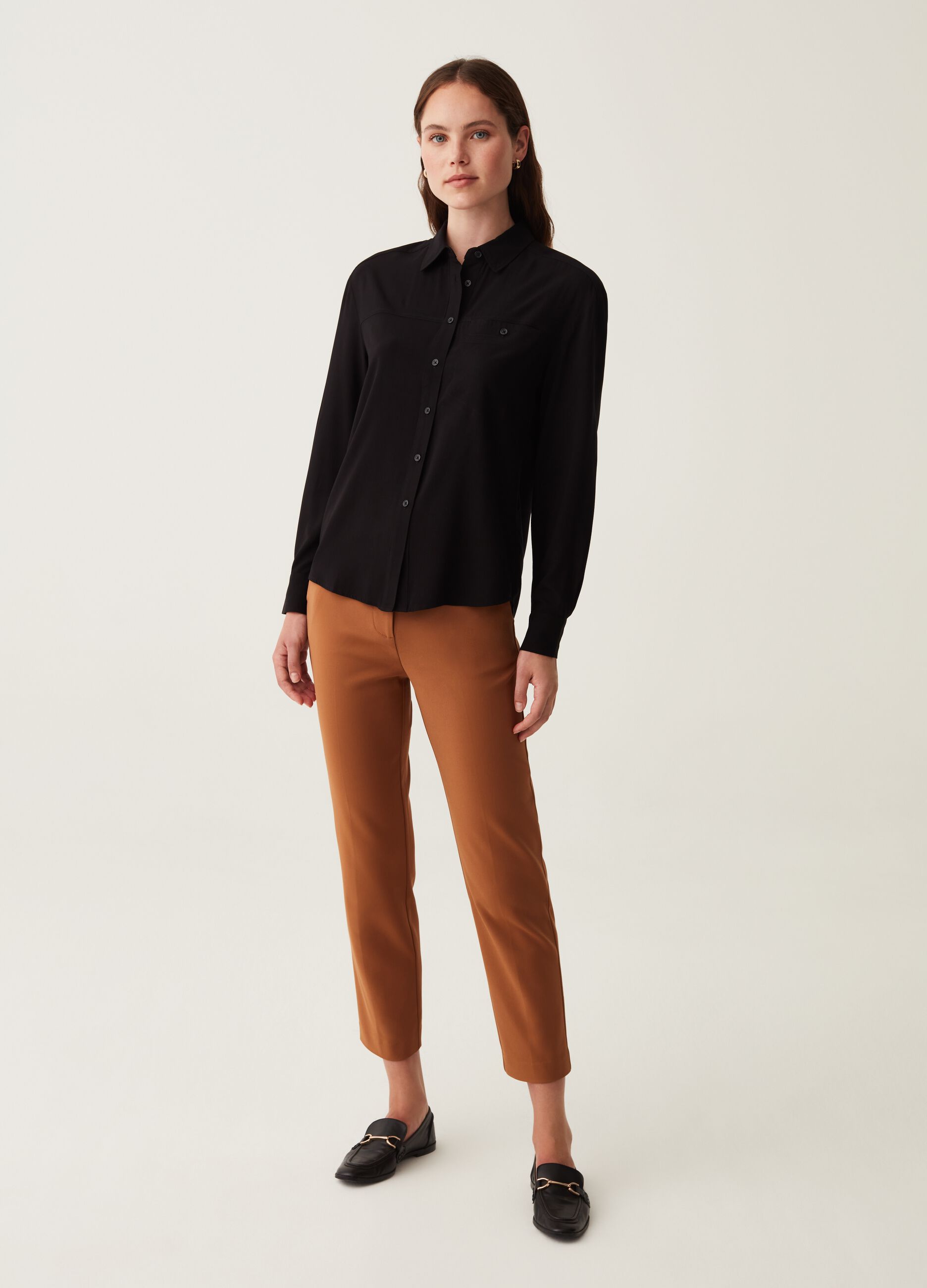 Camicia in viscosa con tasca_0