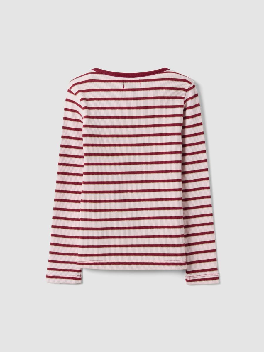 Girls&rsquo; multicolour striped stretch-cotton T-shirt with embroidery_1