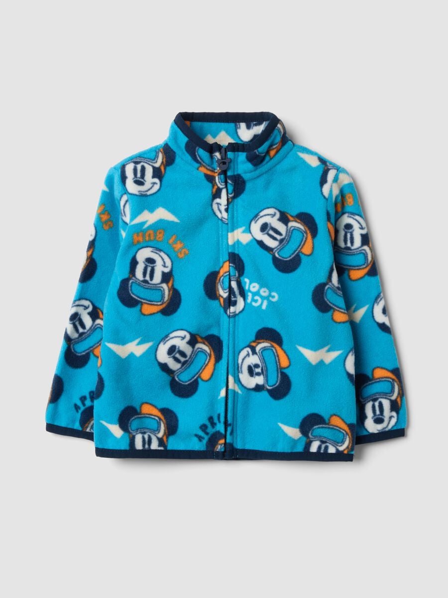 Felpa blu oceano con girocollo e stampa Mickey_0