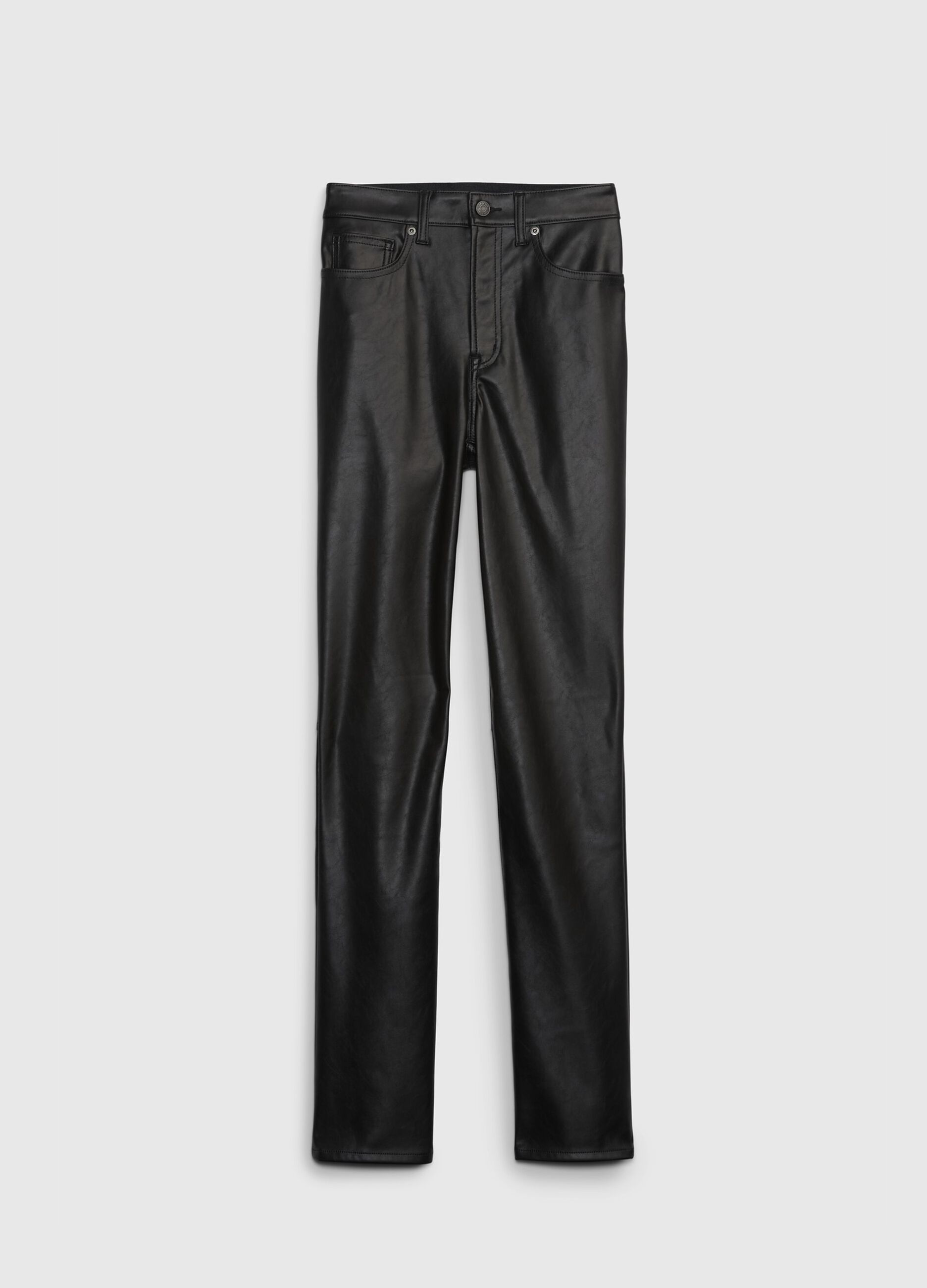 Pantaloni slim fit effetto lucido