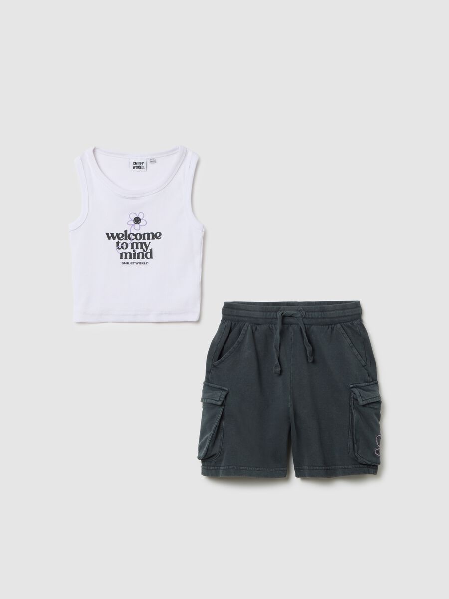 Girls' White Cotton Summer Set - Regular Fit_0