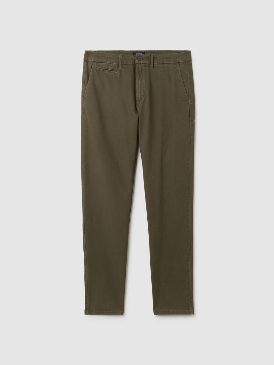 Pantaloni chino in cotone verdi slim fit_0