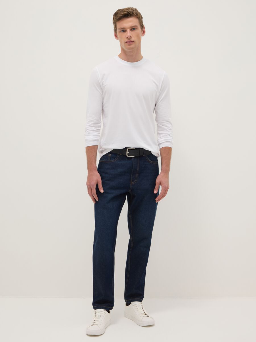 Blue Regular Fit Pure Cotton Jeans_0