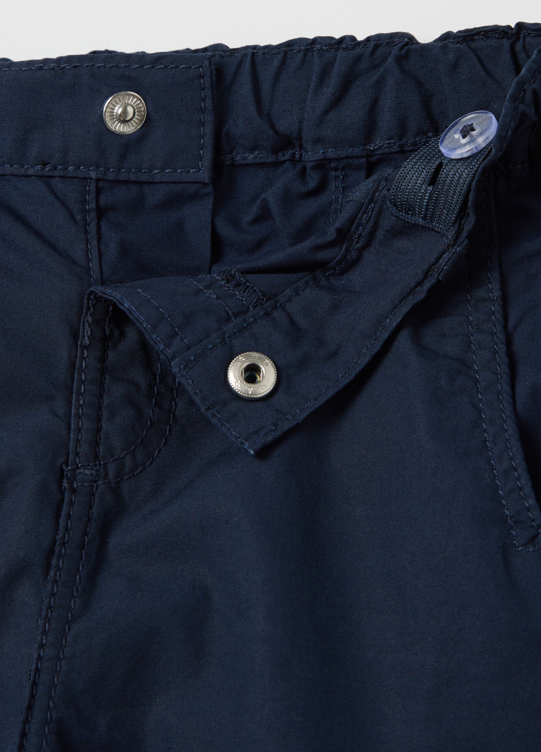 Poplin trousers with elasticated edging