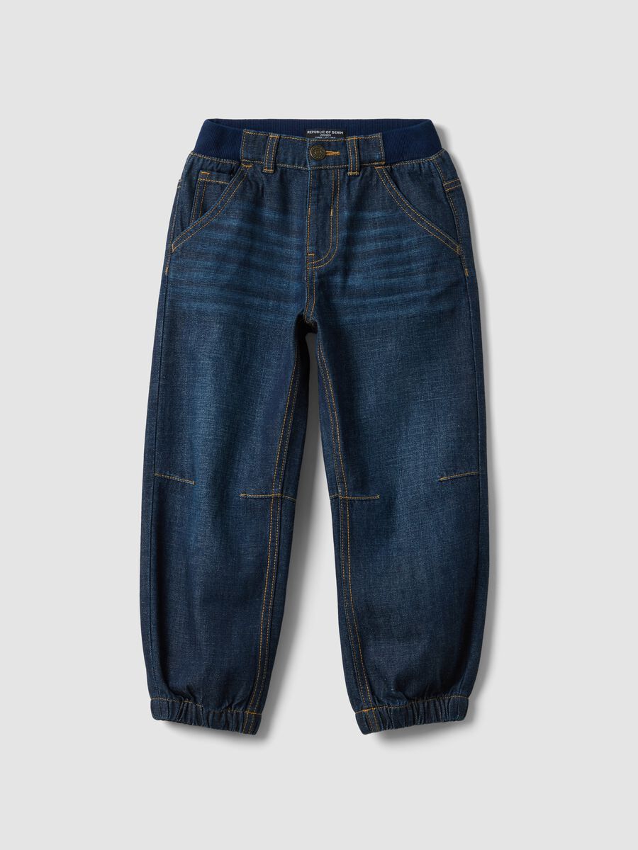 Blue denim joggers in a cotton-viscose blend with elasticated waist, relaxed fit_0