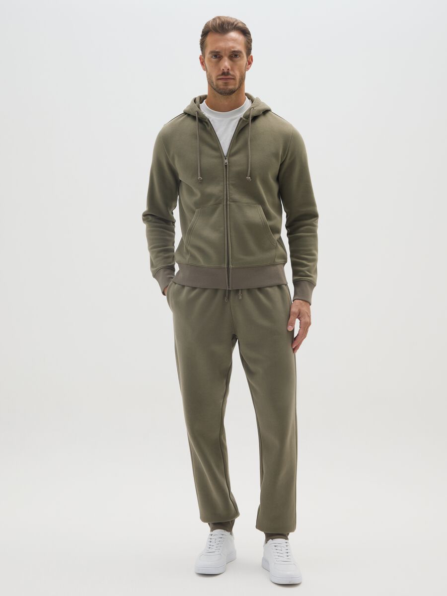 Green cotton blend joggers with regular fit_0