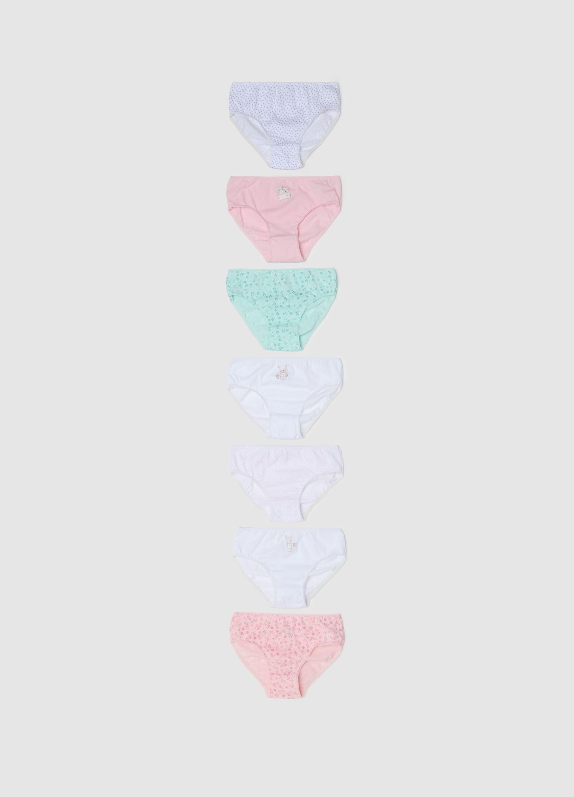 Seven-pack briefs in cotton with print