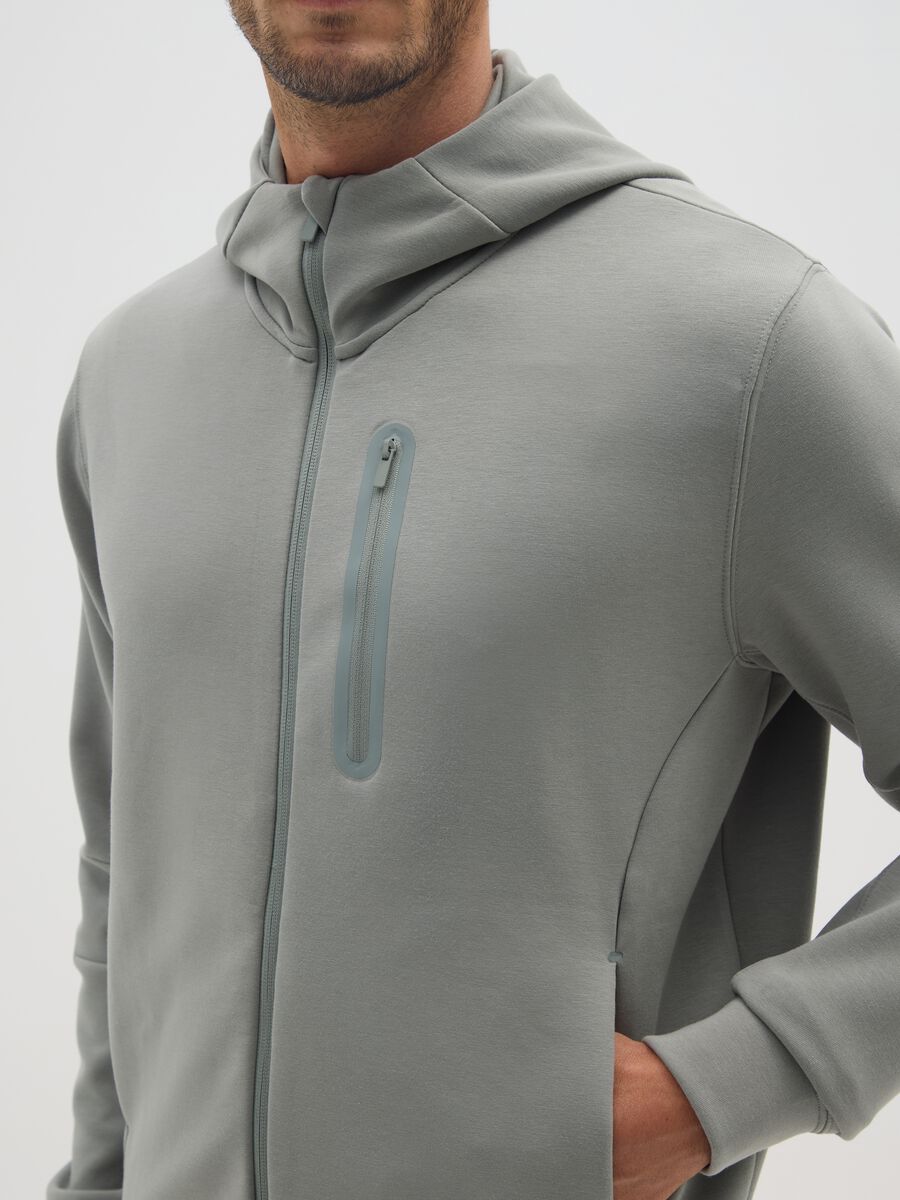 Regular fit grey hoodie with zip_3