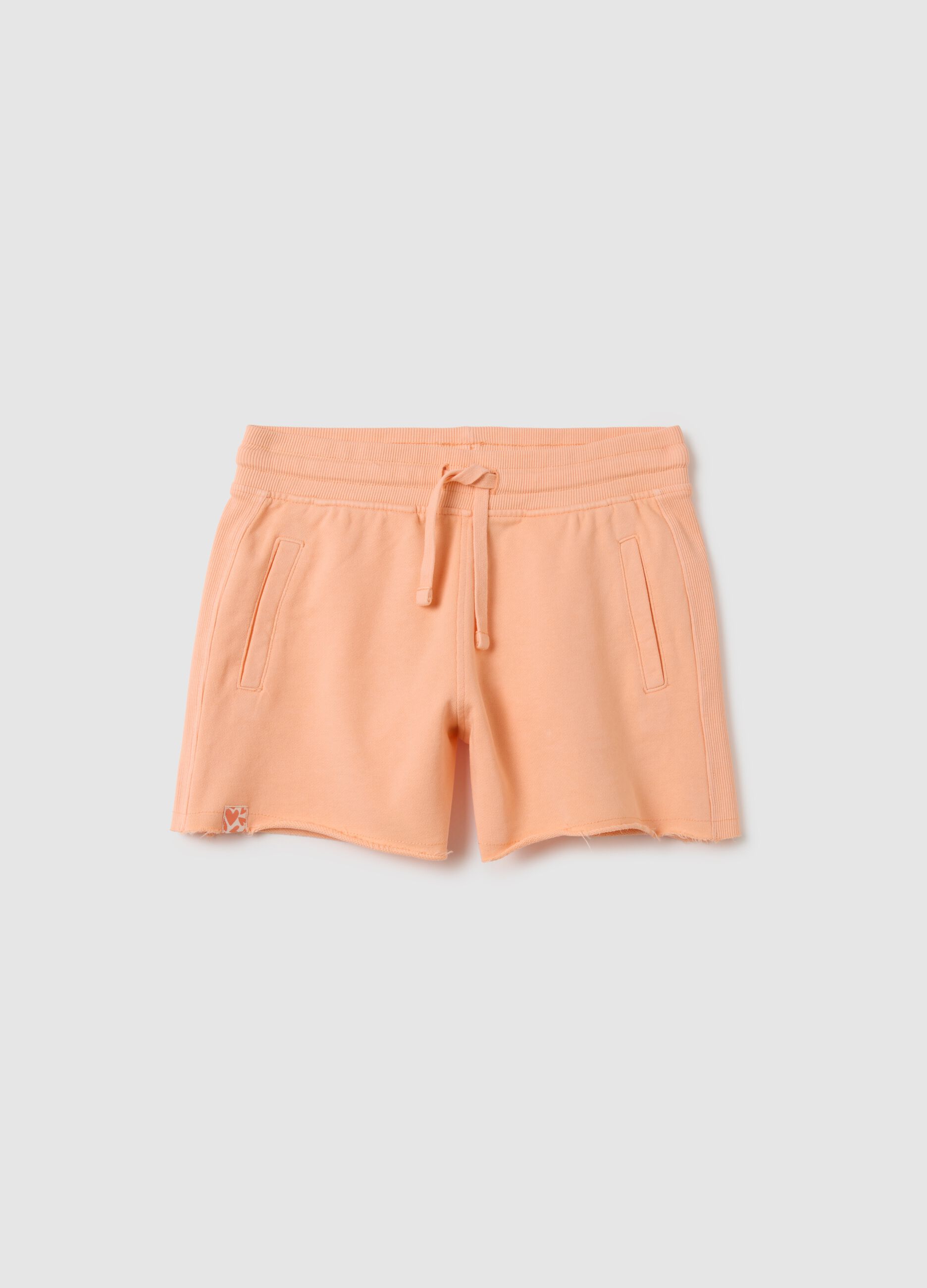 Girl's orange pure cotton shorts regular fit