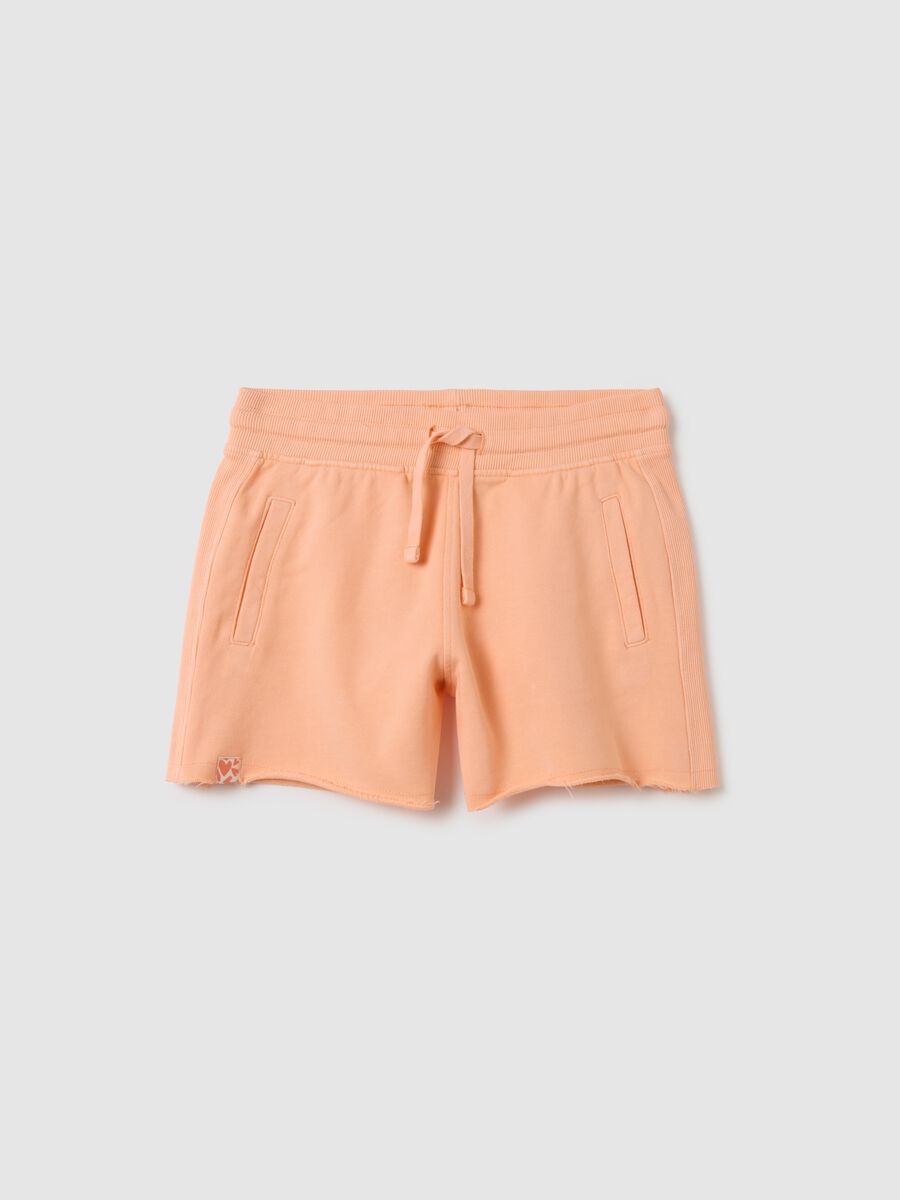 Girl's orange pure cotton shorts regular fit_0