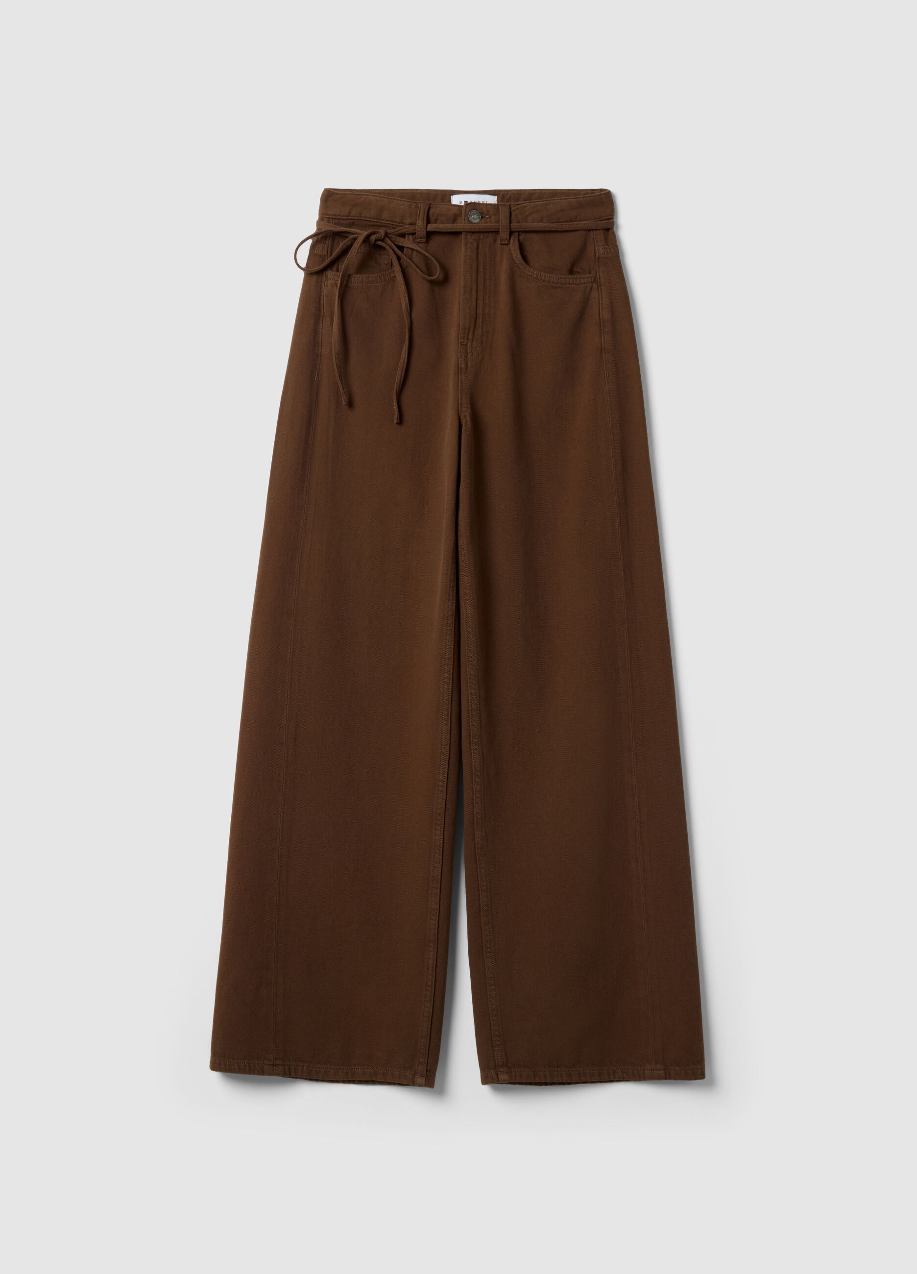 Brown Pure Cotton Wide Leg Trousers