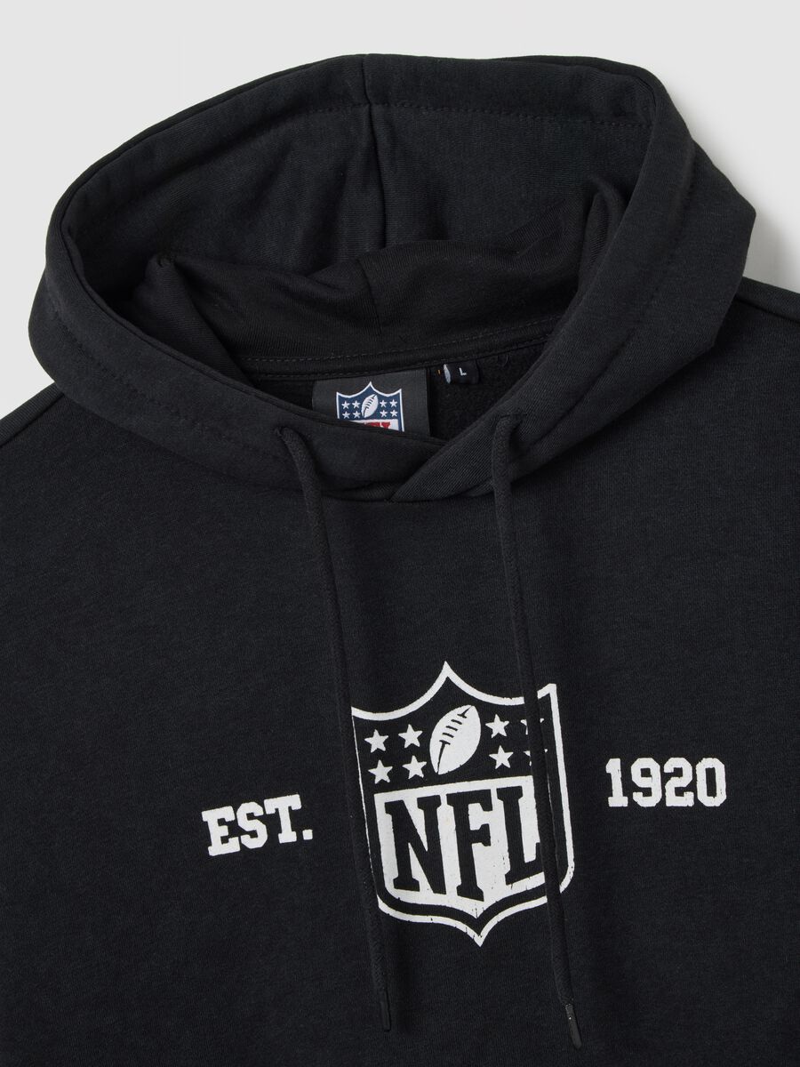 Black cotton blend hoodie with NFL logo_5