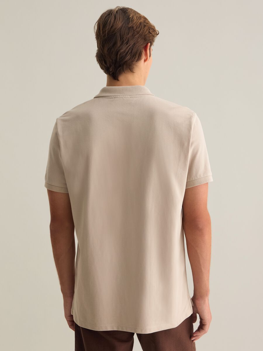 Beige Cotton Short Sleeve Polo_3
