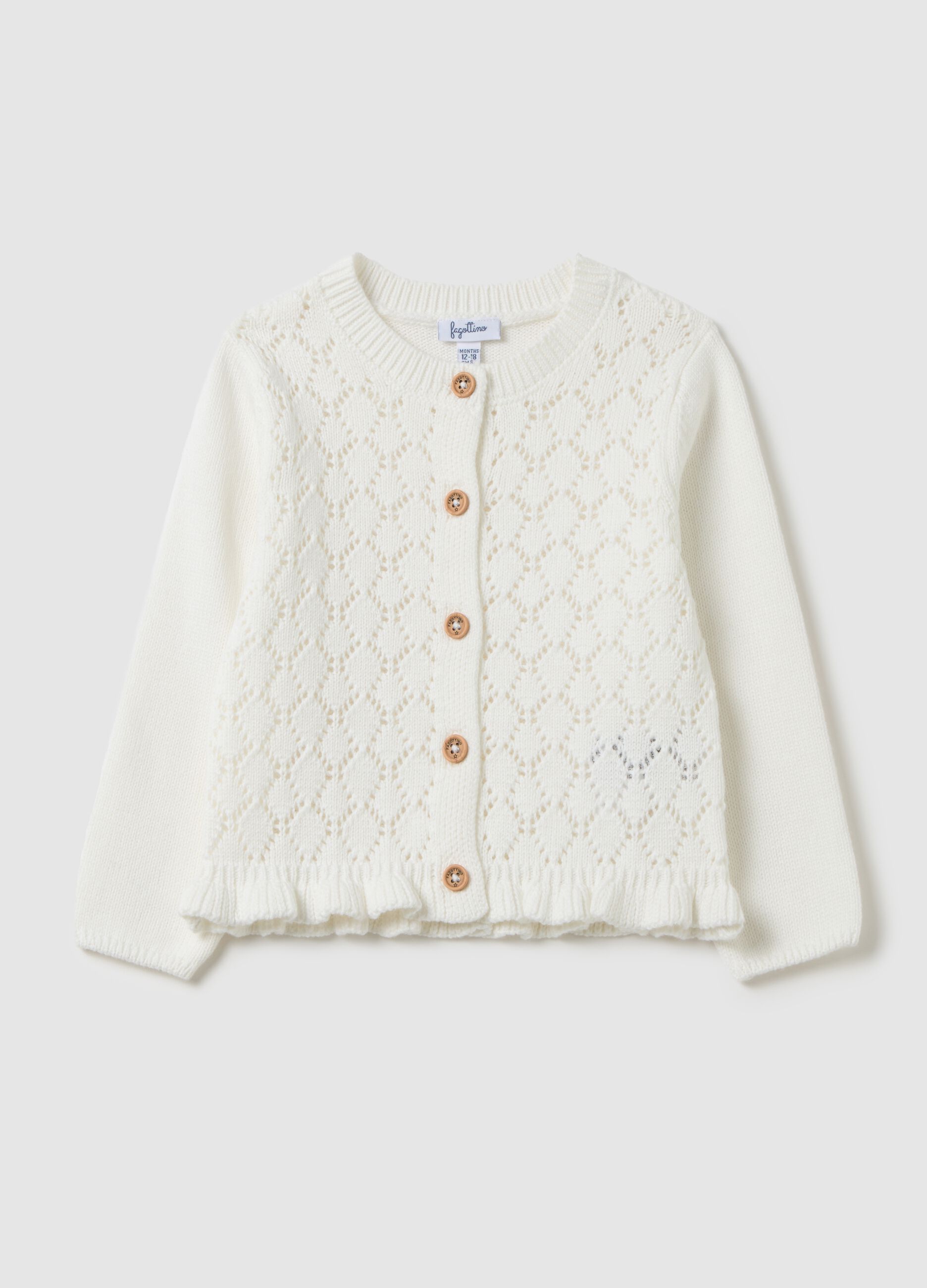 Girls' cardigan in pure white cotton