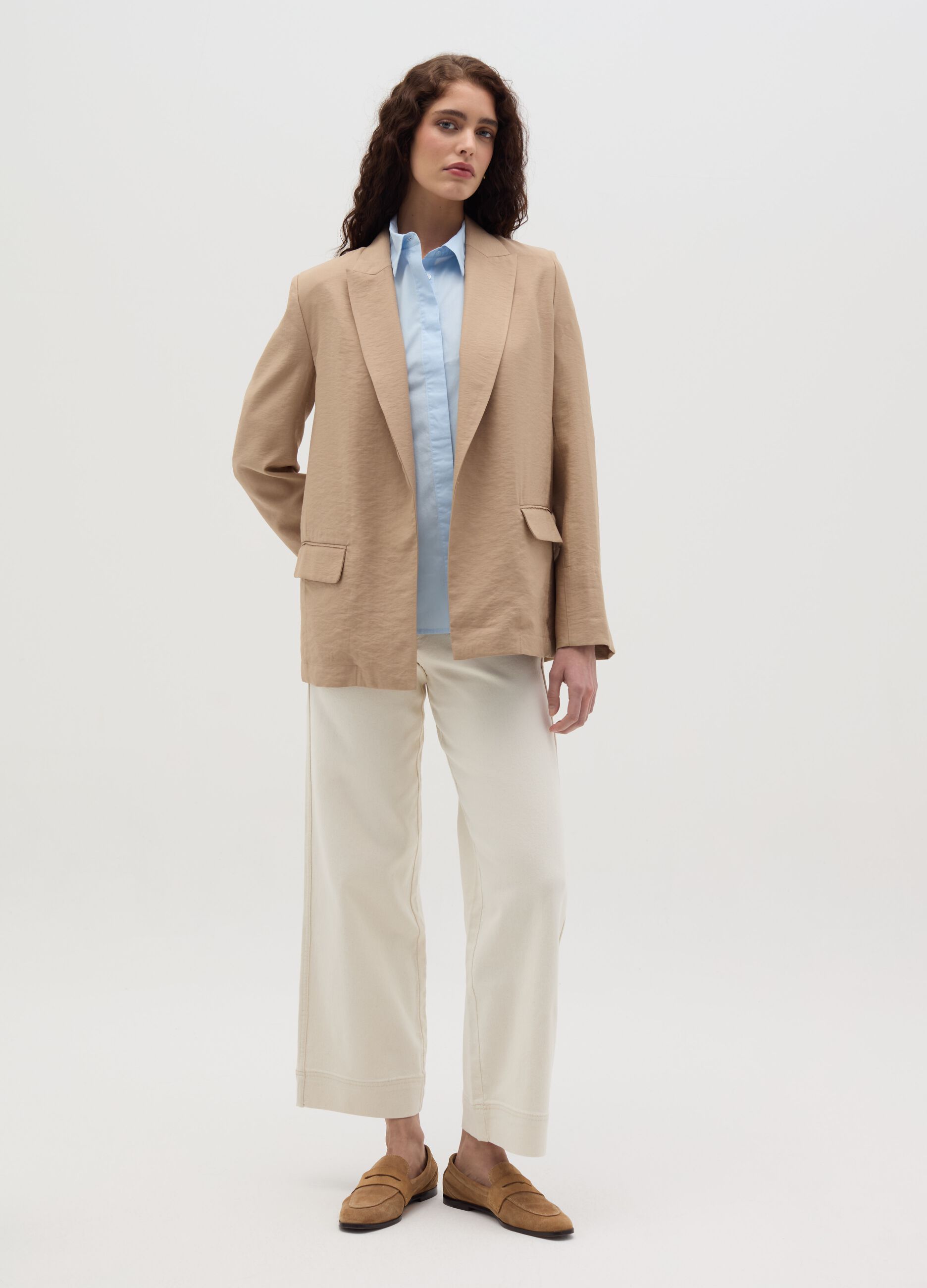 Open blazer in crêpe