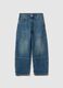 Boys' pure cotton denim carrot fit cargo jeans_0