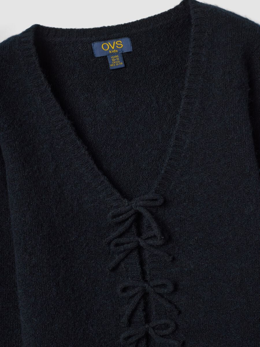 Black stretch wool cardigan, regular fit_2