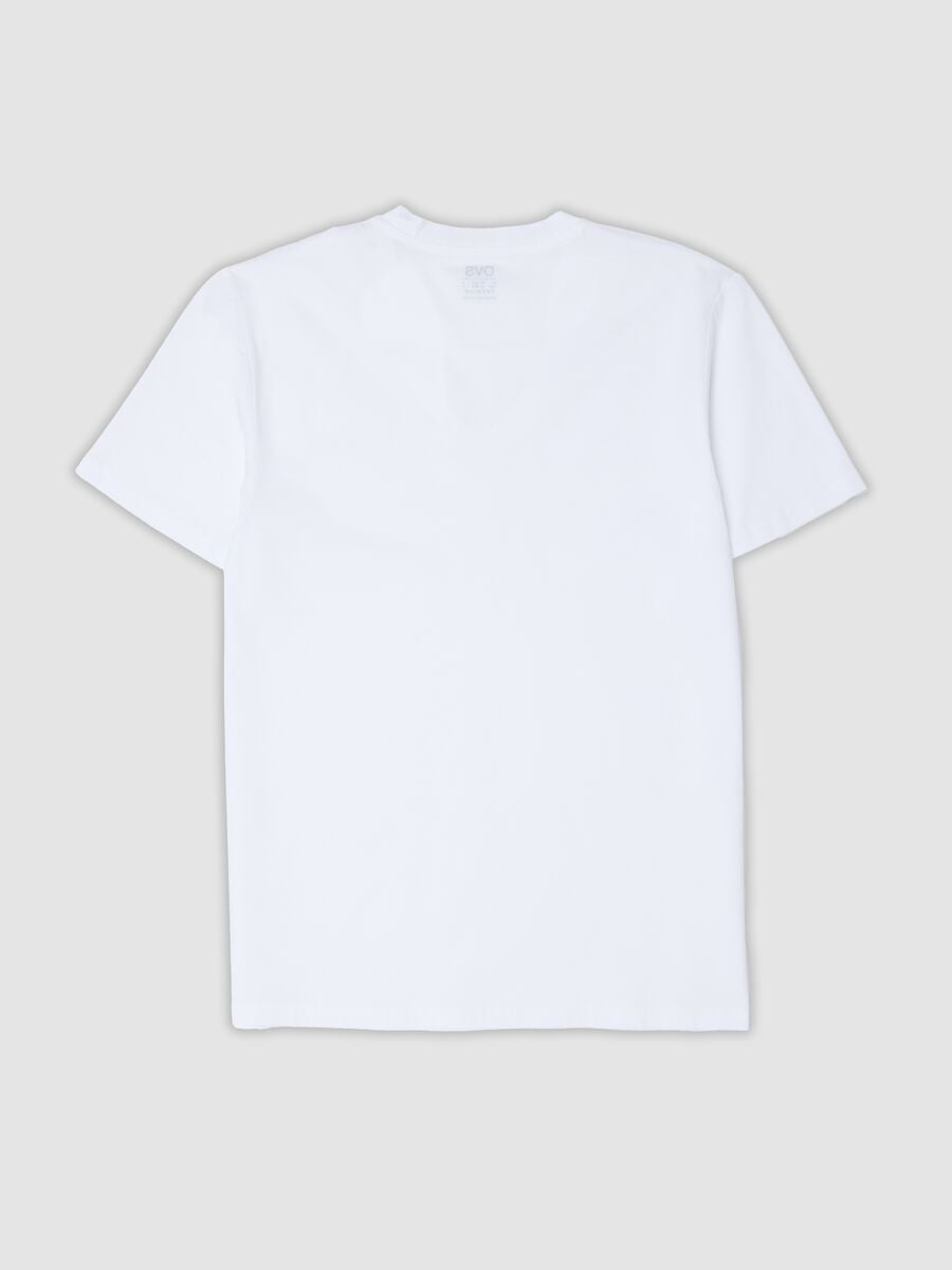 White mercerised pure cotton T-shirt with deep V-neck_2